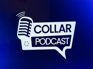 Logo Collar Podcast em fundo azul